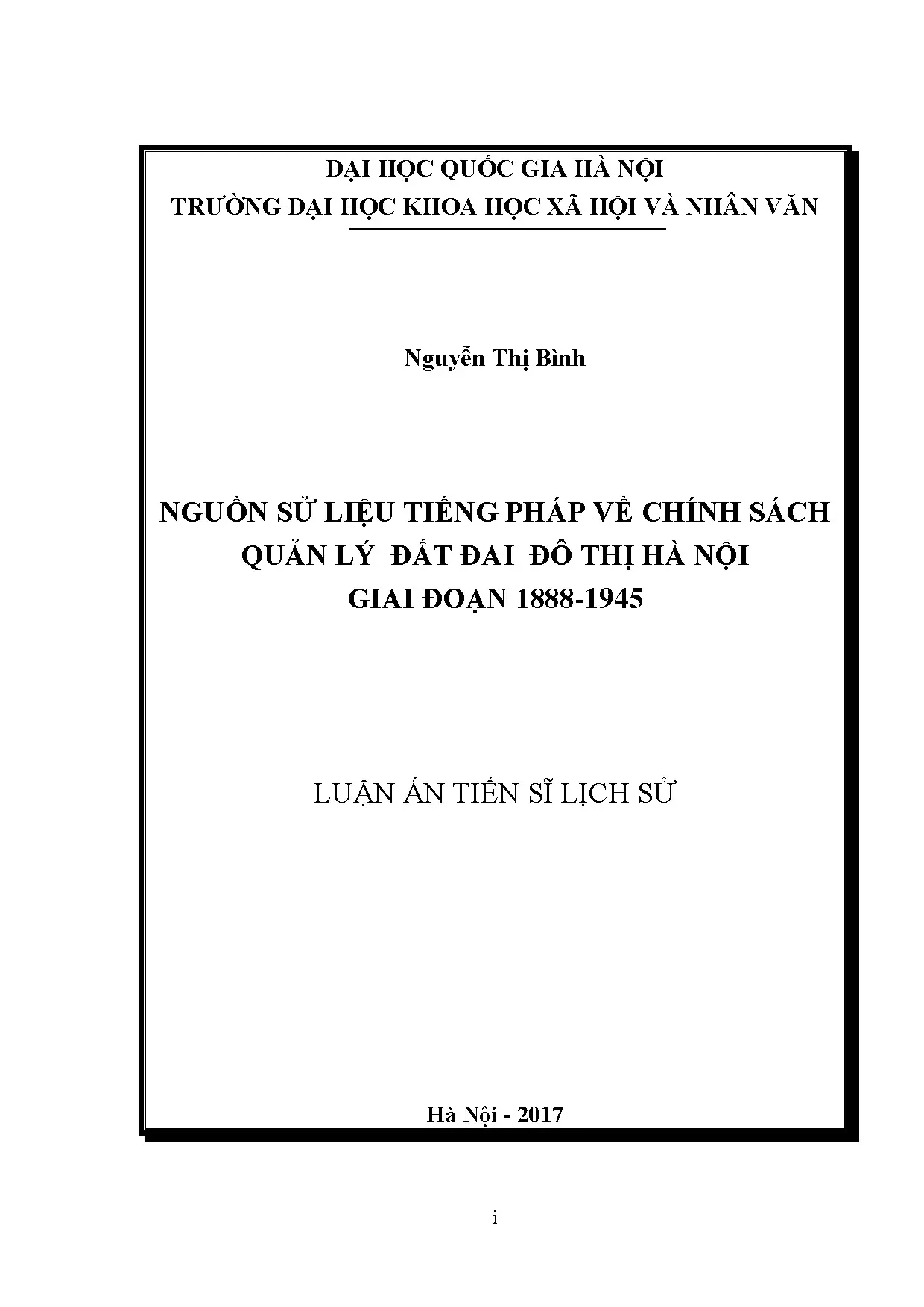 Nguồn sử liệu Pháp về quản lý đất đai đô thị Hà Nội 1888-1945