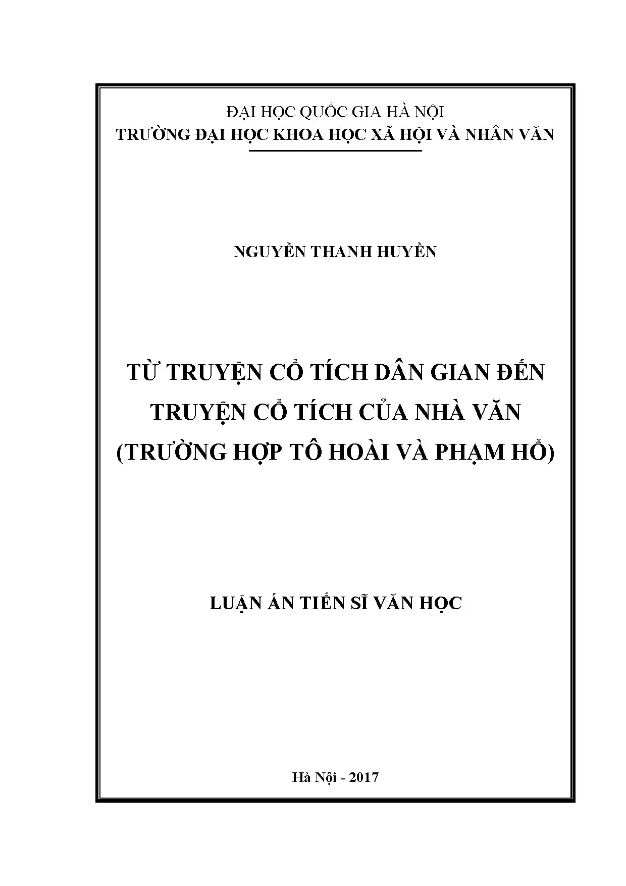 Luận án tiến sĩ từ truyện cổ tích dân gian đến truyện cổ tíc