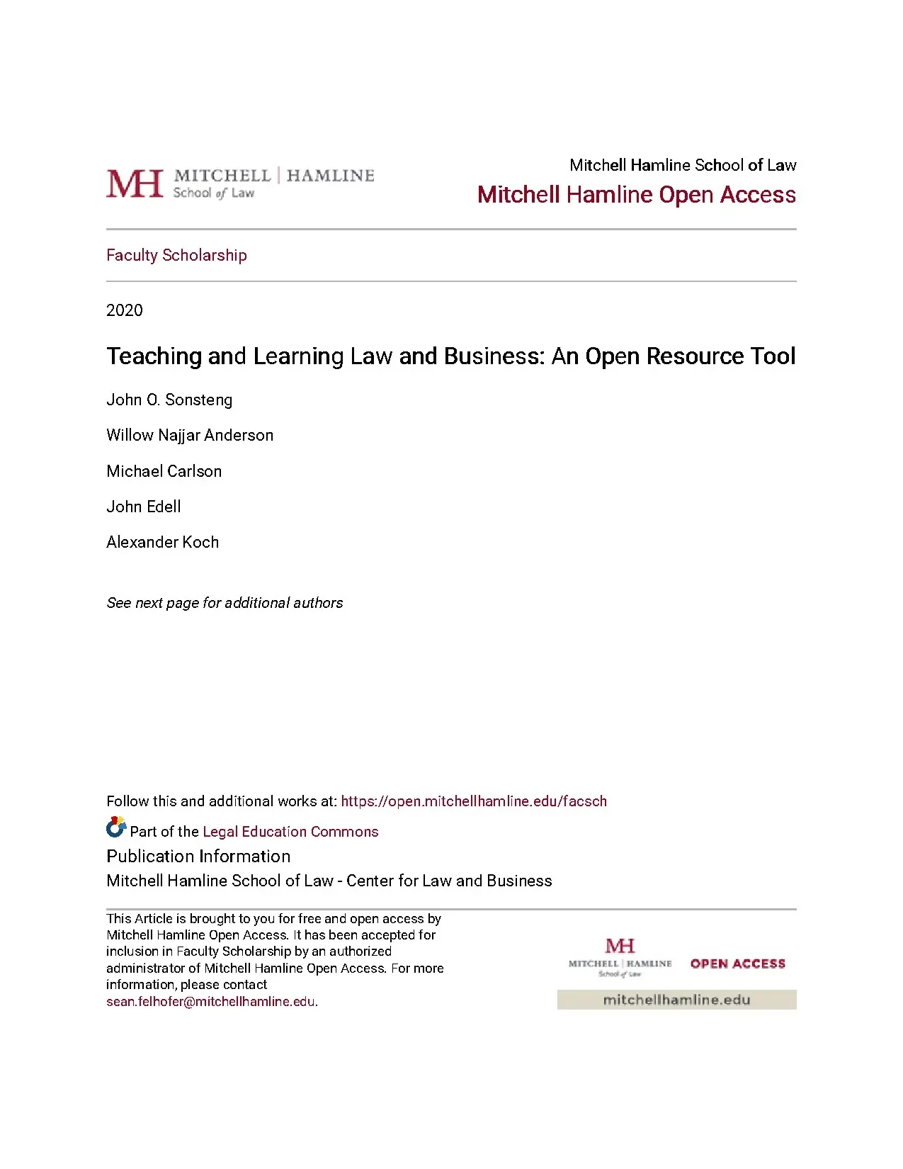 Teaching and learning law and business an open resource tool