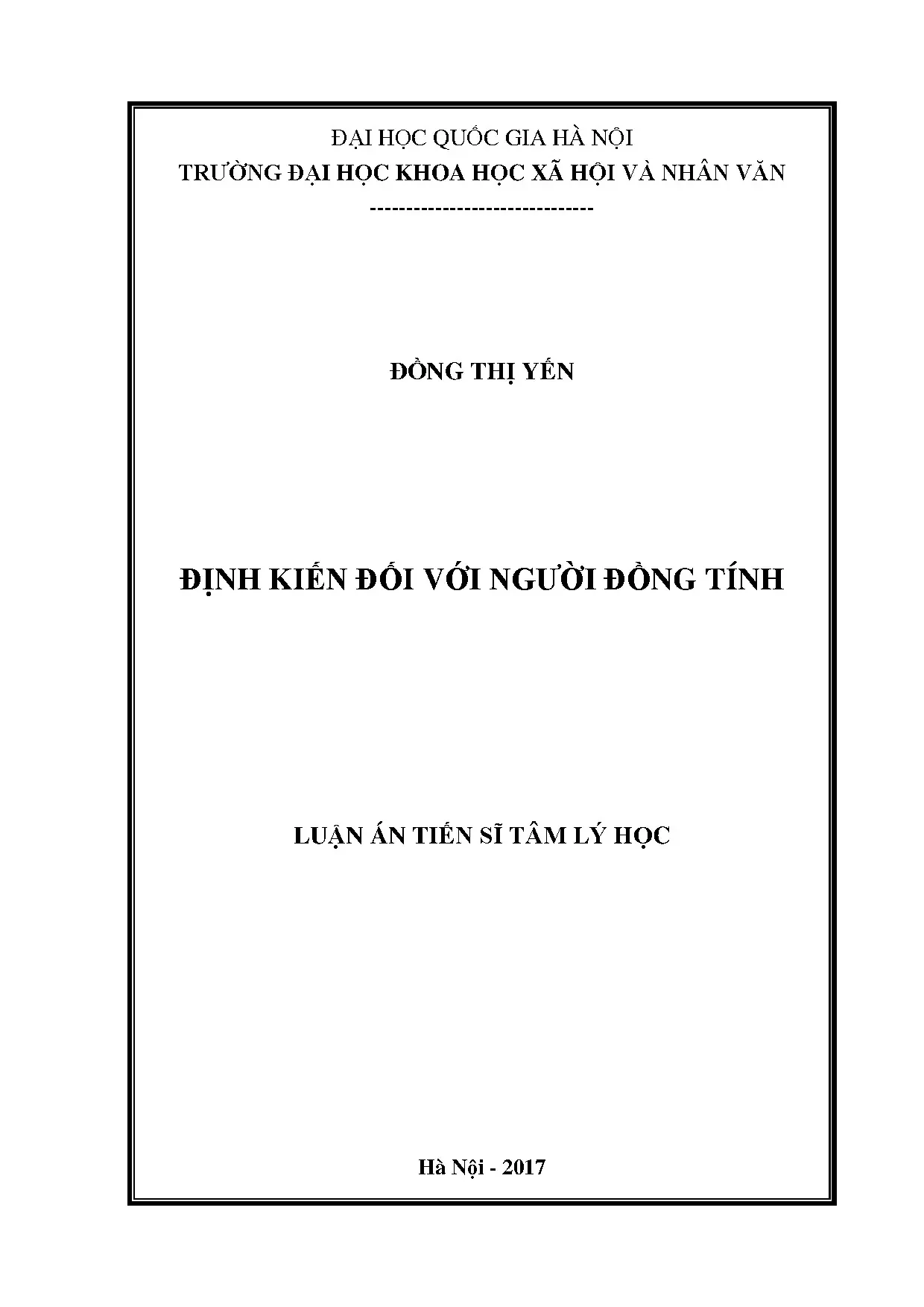 Luận án tiến sĩ định kiến đối với người đồng tính