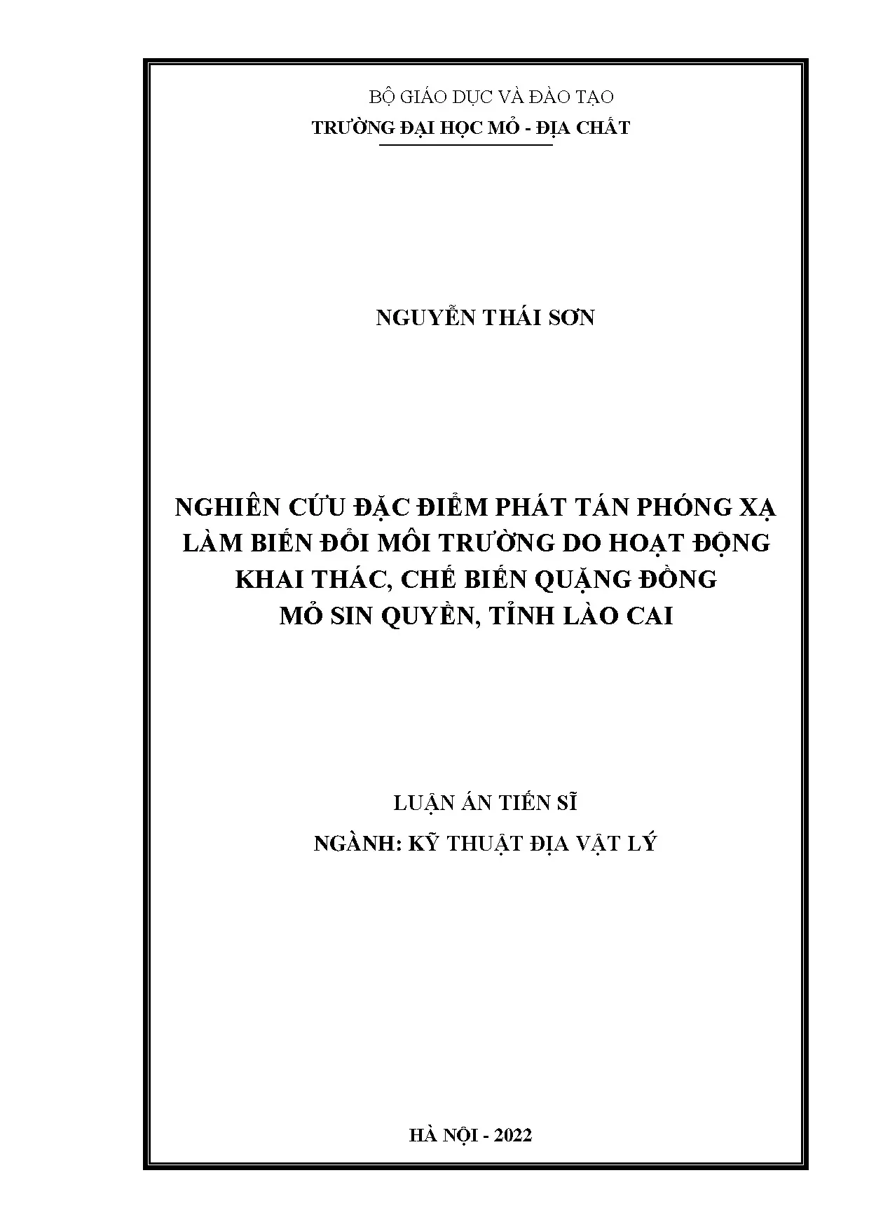 Luận án tiến sĩ nghiên cứu đặc điểm phát tán phóng xạ làm bi