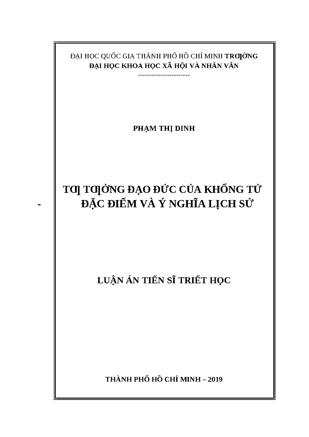 Luận án tiến sĩ tư tưởng đạo đức Khổng Tử và ý nghĩa lịch sử