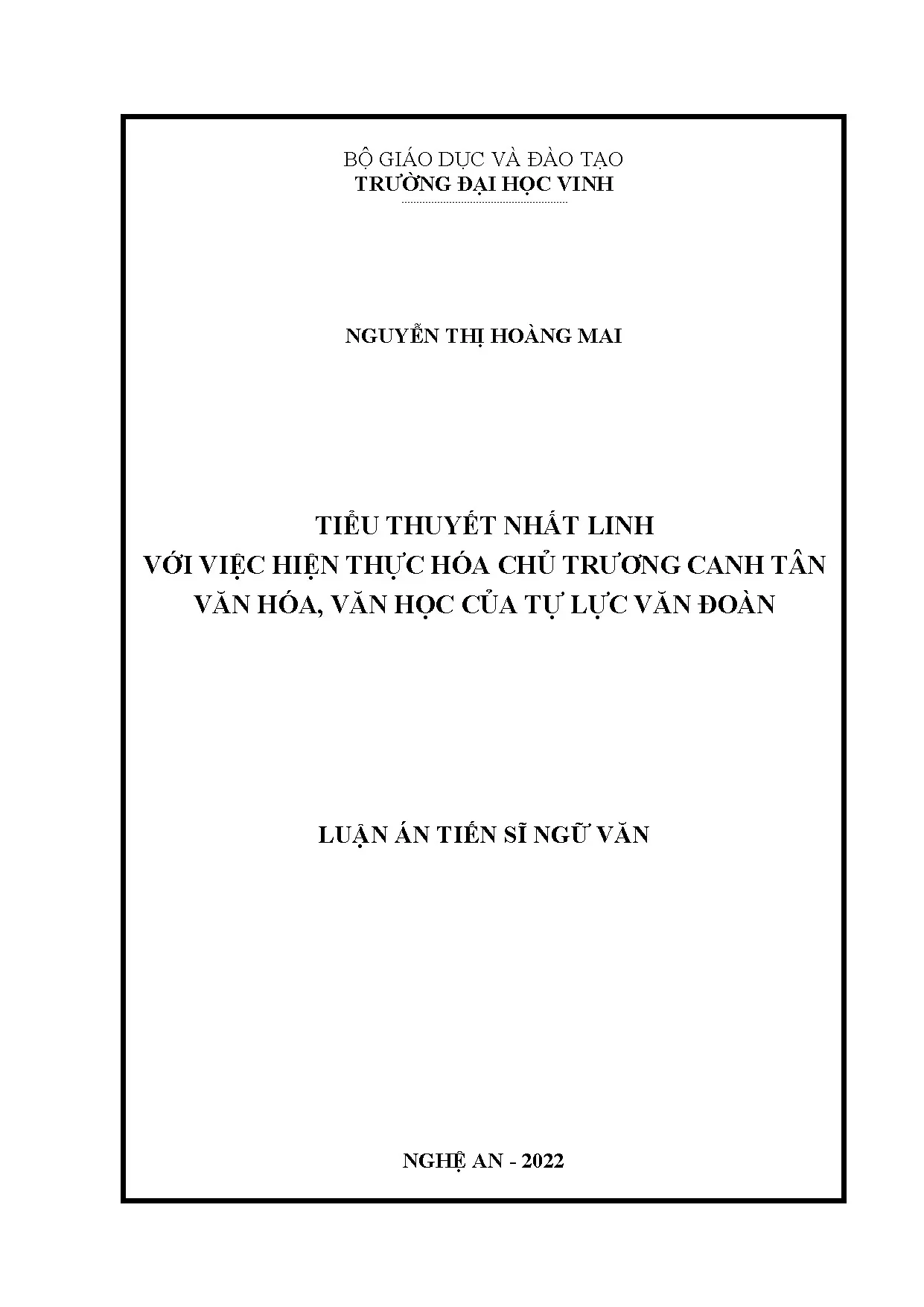 Tiểu thuyết Nhất Linh và canh tân văn hóa Tự lực Văn đoàn