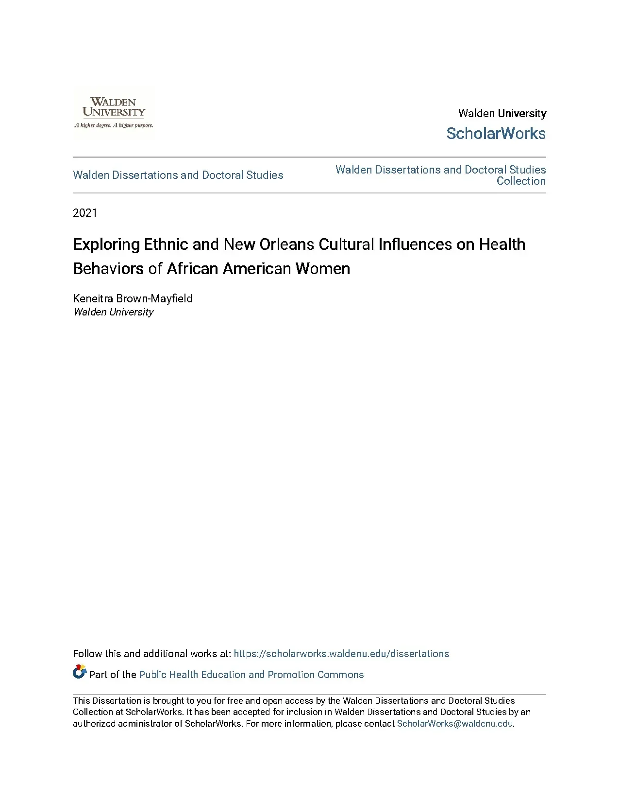 Exploring ethnic and new orleans cultural influences on heal