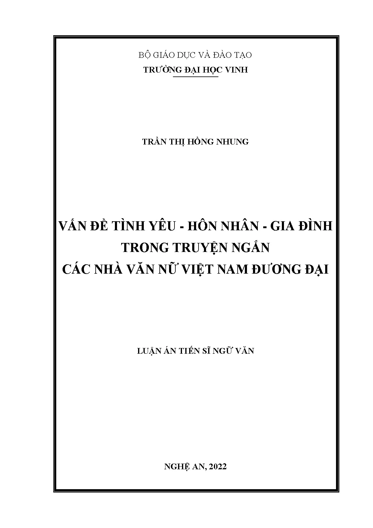 Tình yêu, hôn nhân, gia đình trong truyện ngắn nữ Việt Nam đương đại