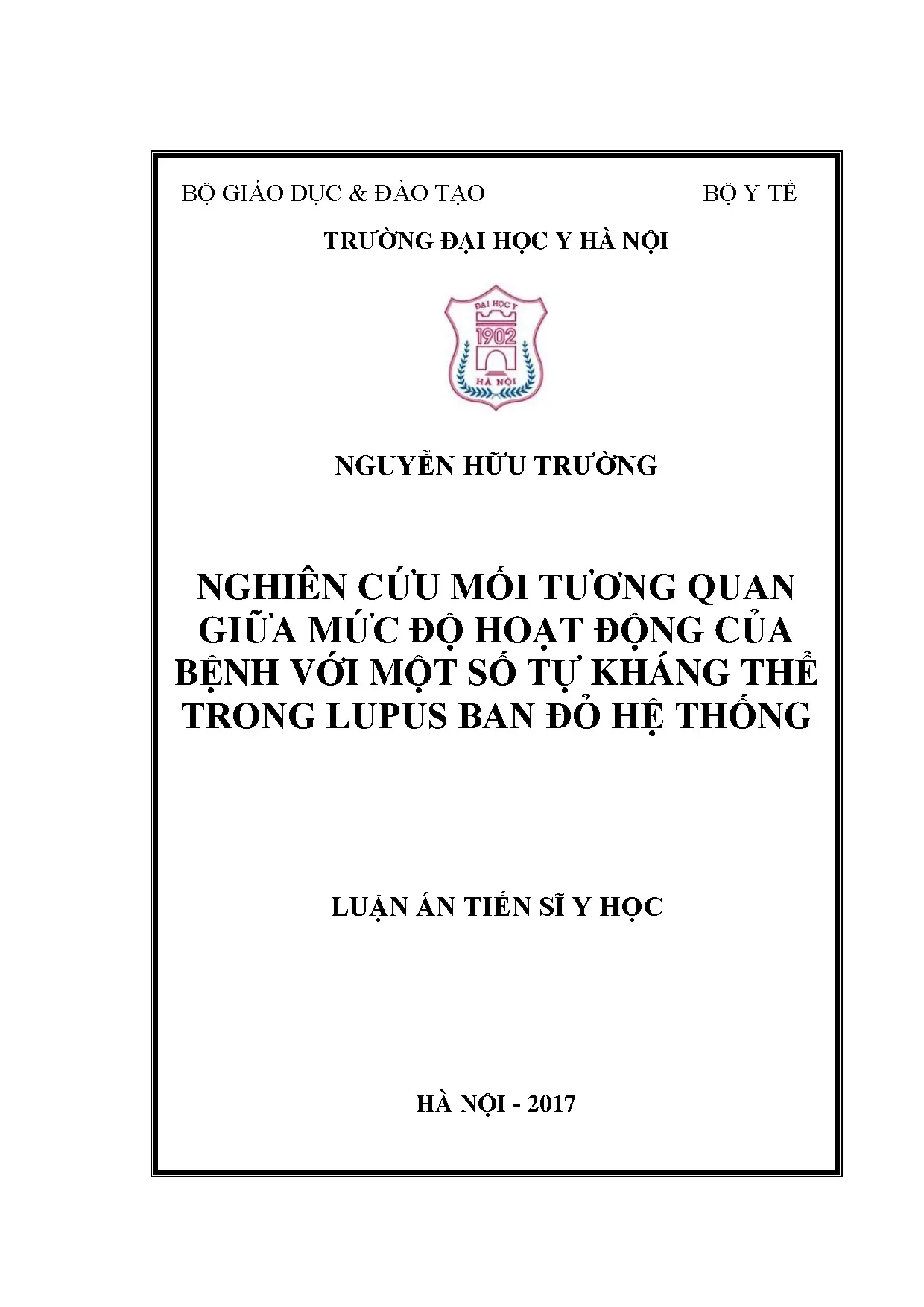 Luận án tiến sĩ nghiên cứu mối tương quan giữa mức độ hoạt đ