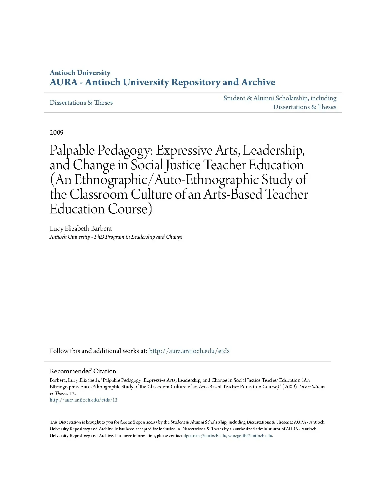 Palpable pedagogy expressive arts leadership and change in s