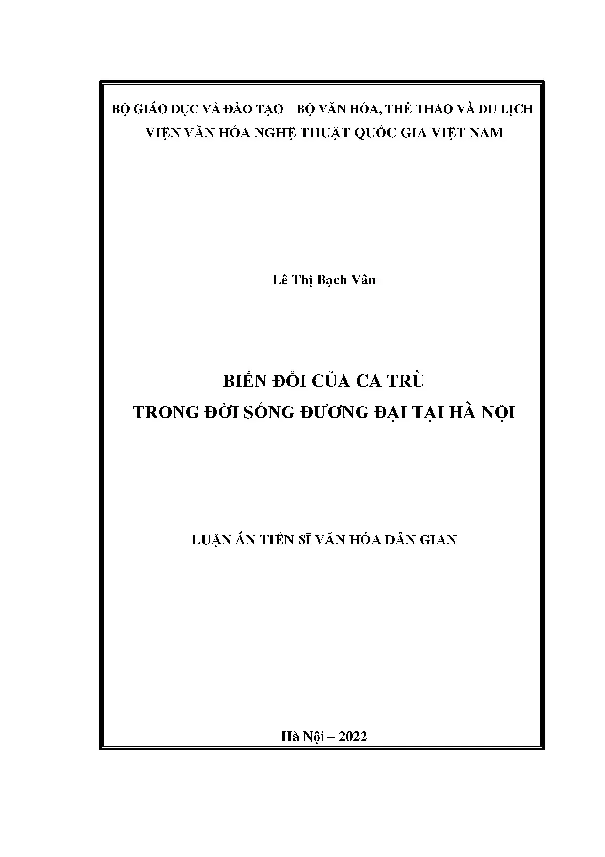 Biến đổi của ca trù trong đời sống đương đại tại hà nội