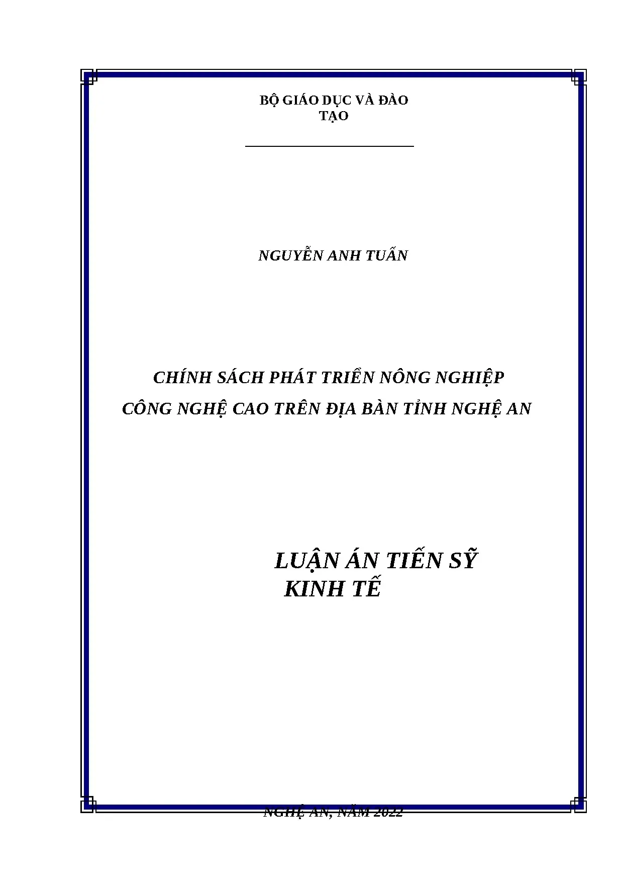Chính sách phát triển nông nghiệp công nghệ cao tỉnh Nghệ An (2015-2022)