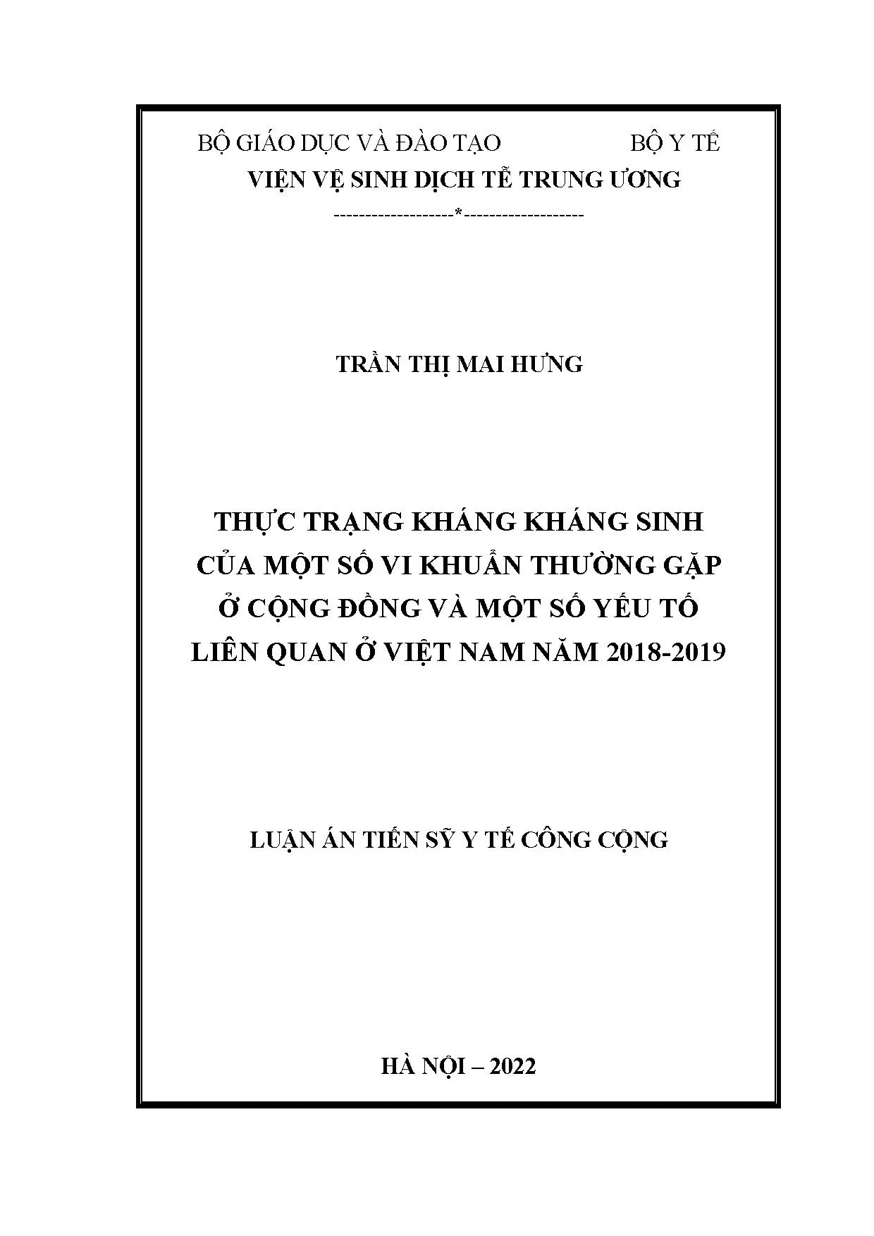 Kháng kháng sinh vi khuẩn cộng đồng Việt Nam 2018-2019