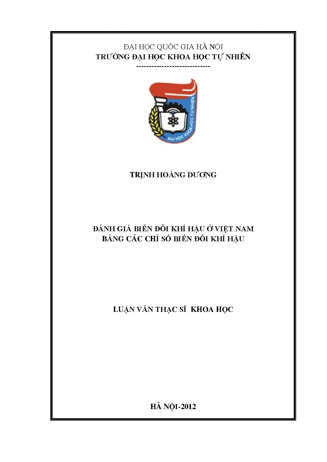 Đánh giá biến đổi khí hậu Việt Nam bằng chỉ số RCCI & CCI