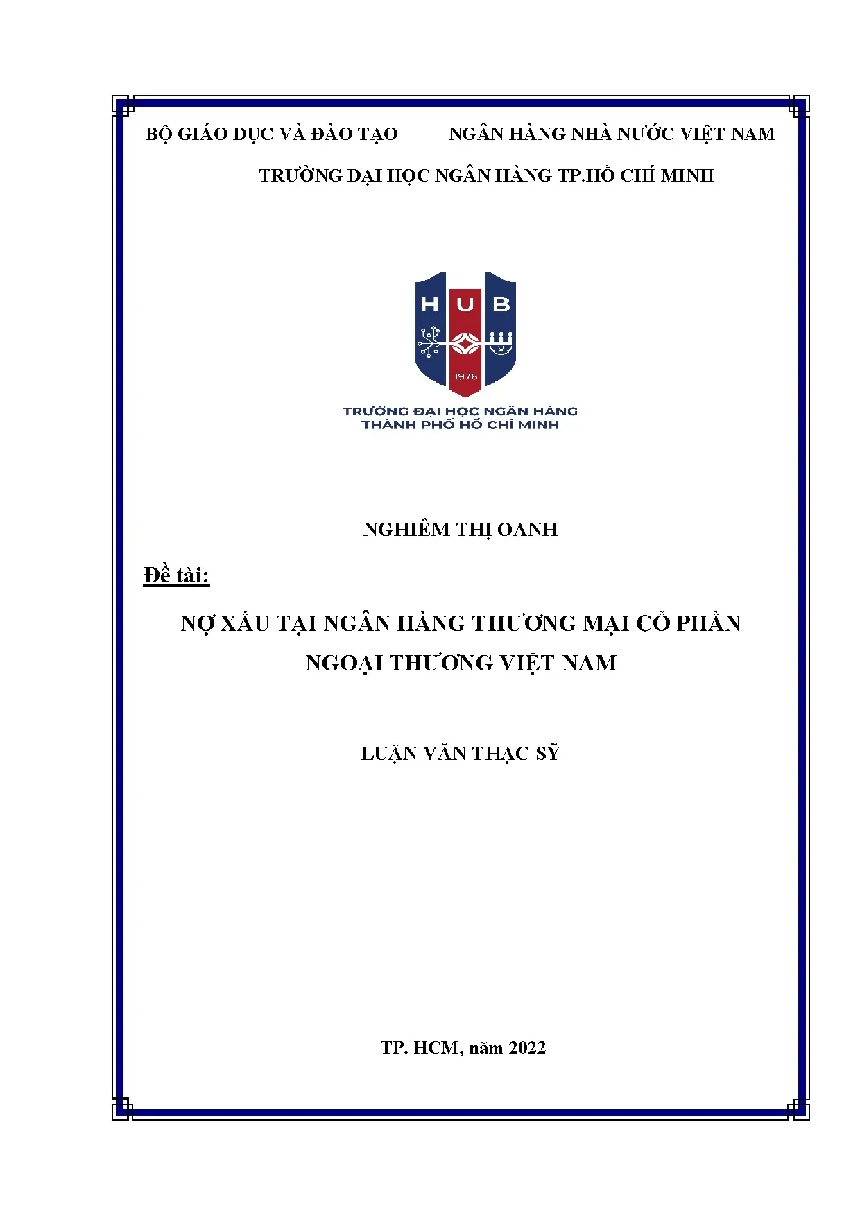 Nợ xấu tại ngân hàng thương mại cổ phần ngoại thương việt na