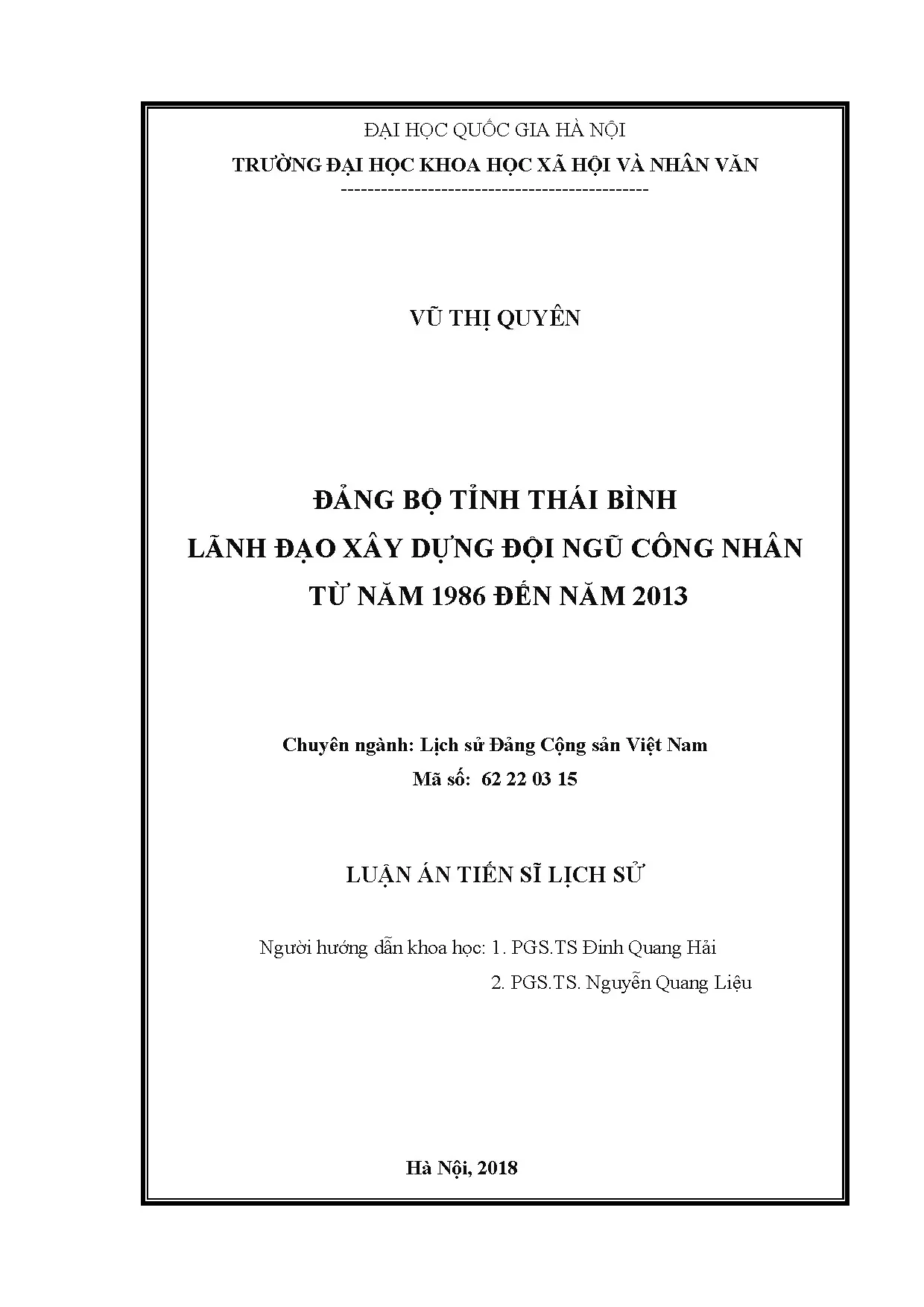 Luận án tiến sĩ đảng bộ tỉnh thái bình lãnh đạo xây dựng đội