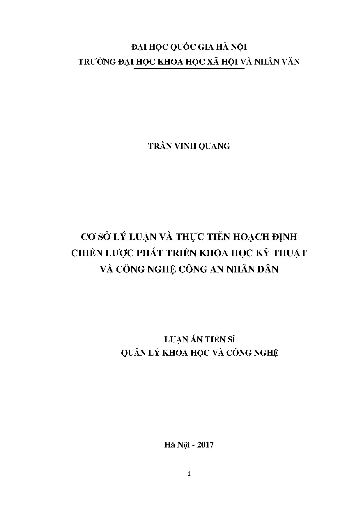 Cơ sở lý luận hoạch định chiến lược phát triển KH&CN Công an nhân dân
