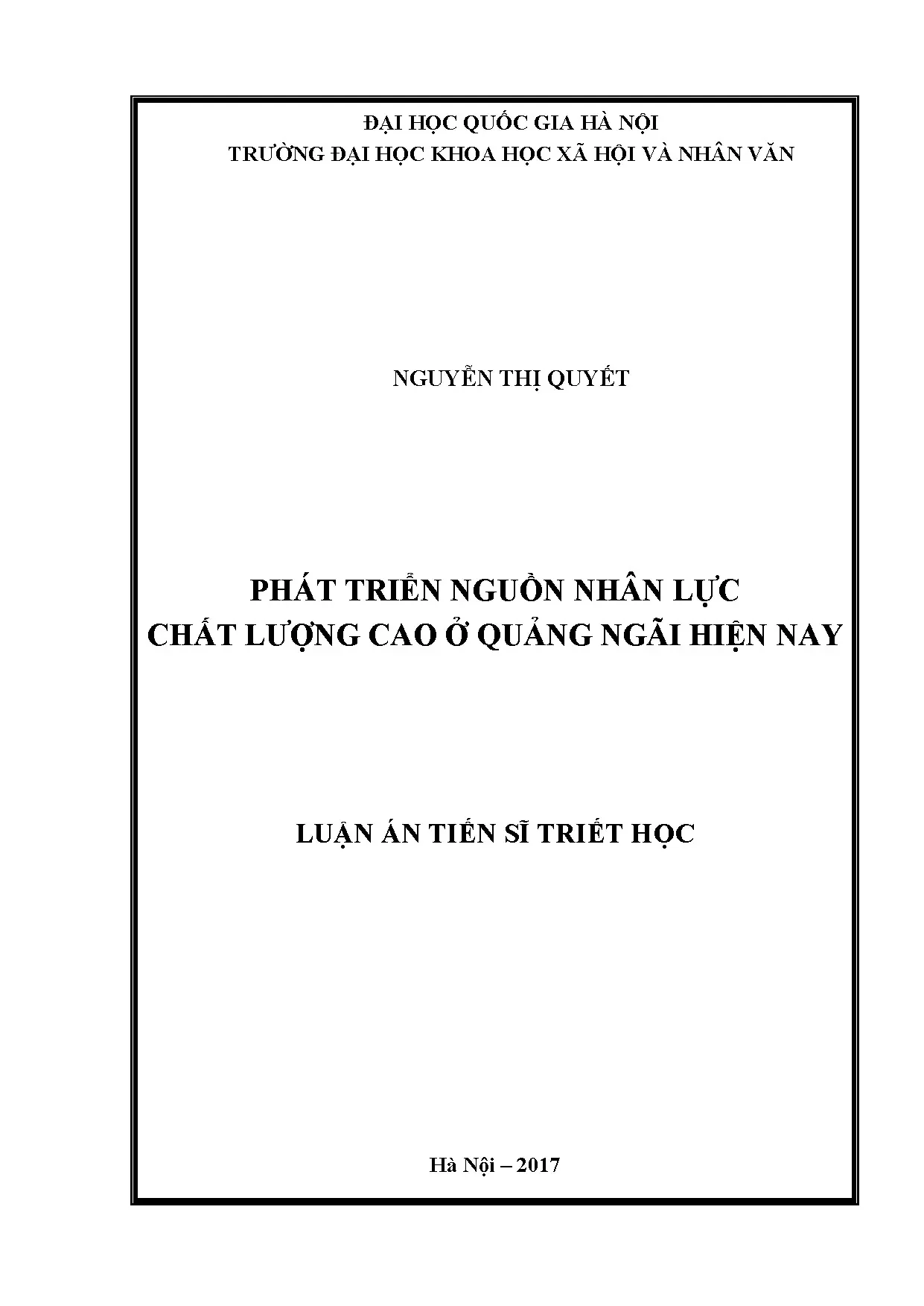 Luận án tiến sĩ phát triển nguồn nhân lực chất lượng cao ở q