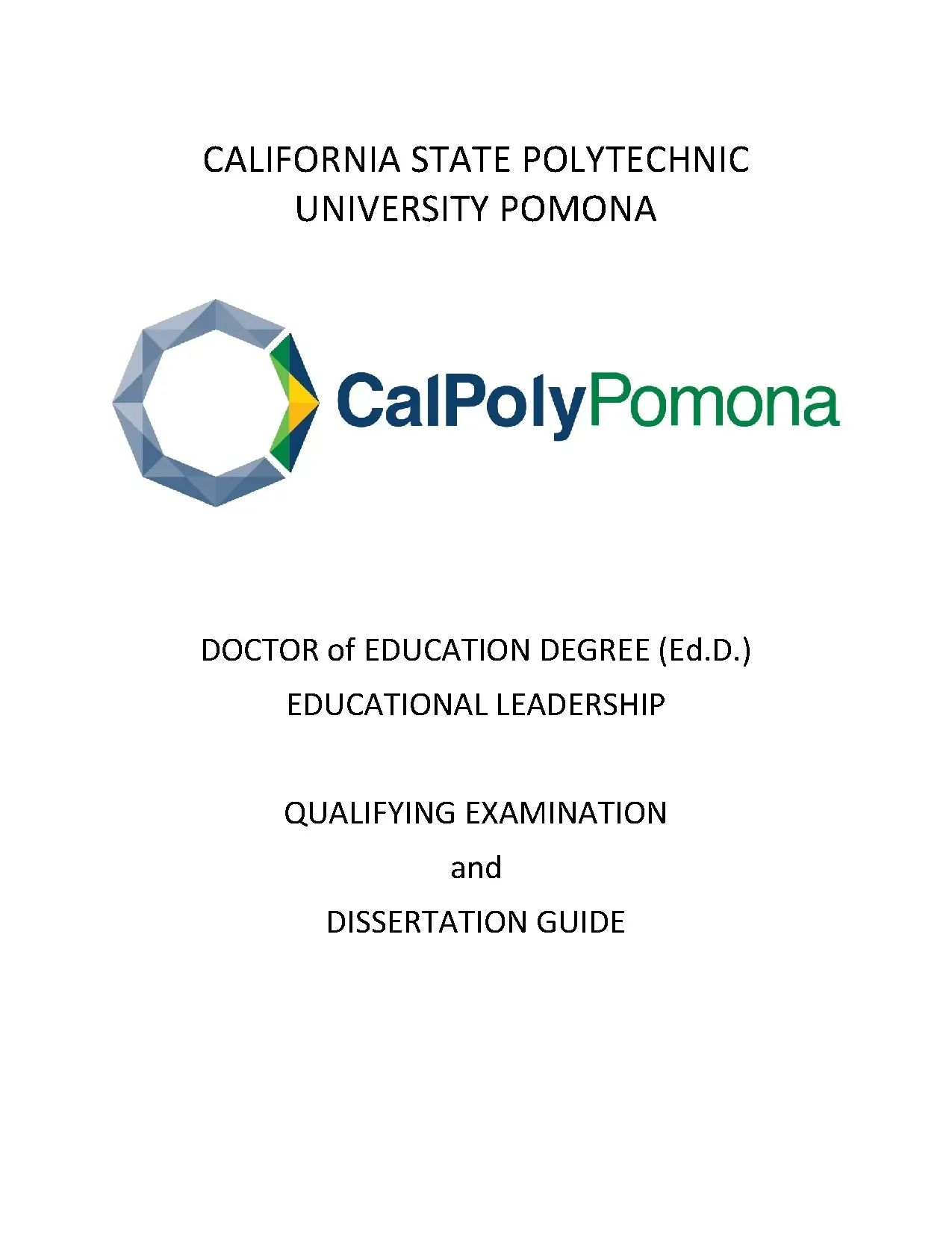 Guide to Qualifying Exam & Dissertation - Cal Poly Pomona