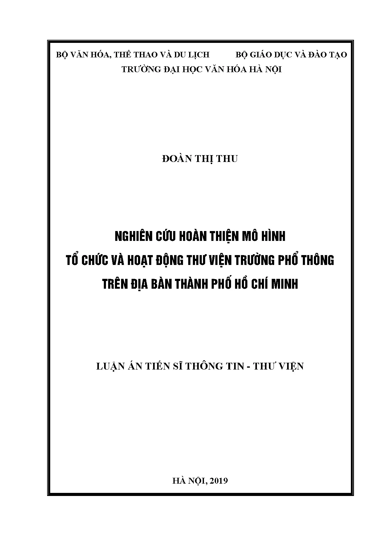 Hoàn thiện mô hình thư viện trường phổ thông TP.HCM