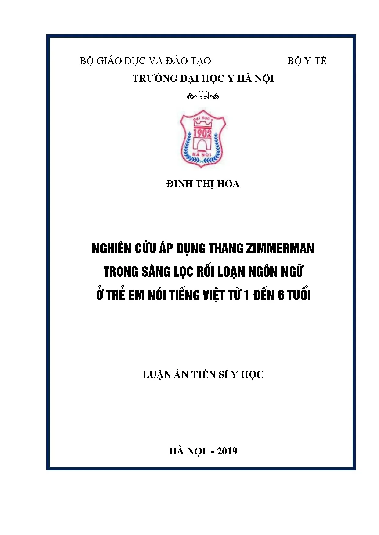 Áp dụng thang Zimmerman sàng lọc rối loạn ngôn ngữ trẻ em 1-6 tuổi