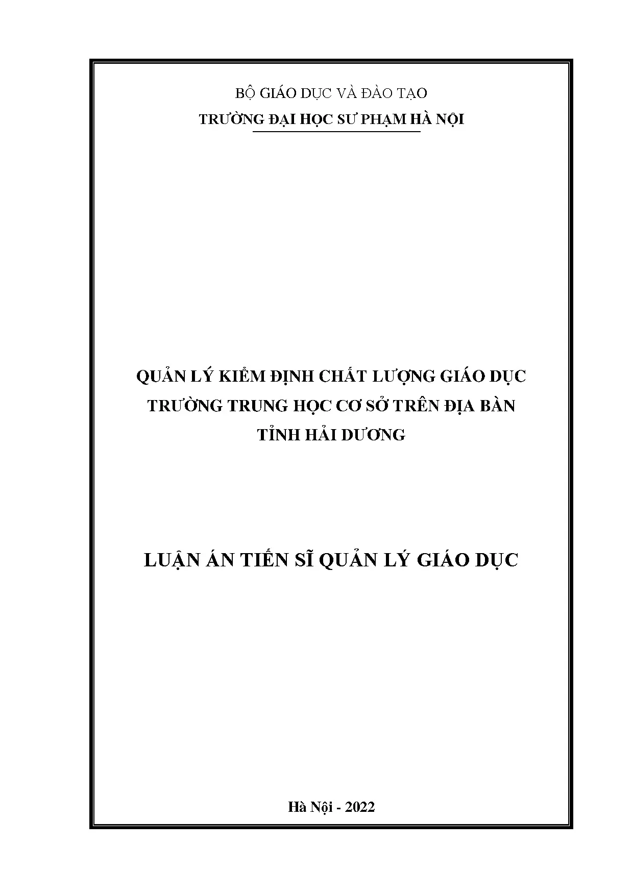 Quản lý kiểm định chất lượng giáo dục THCS Hải Dương