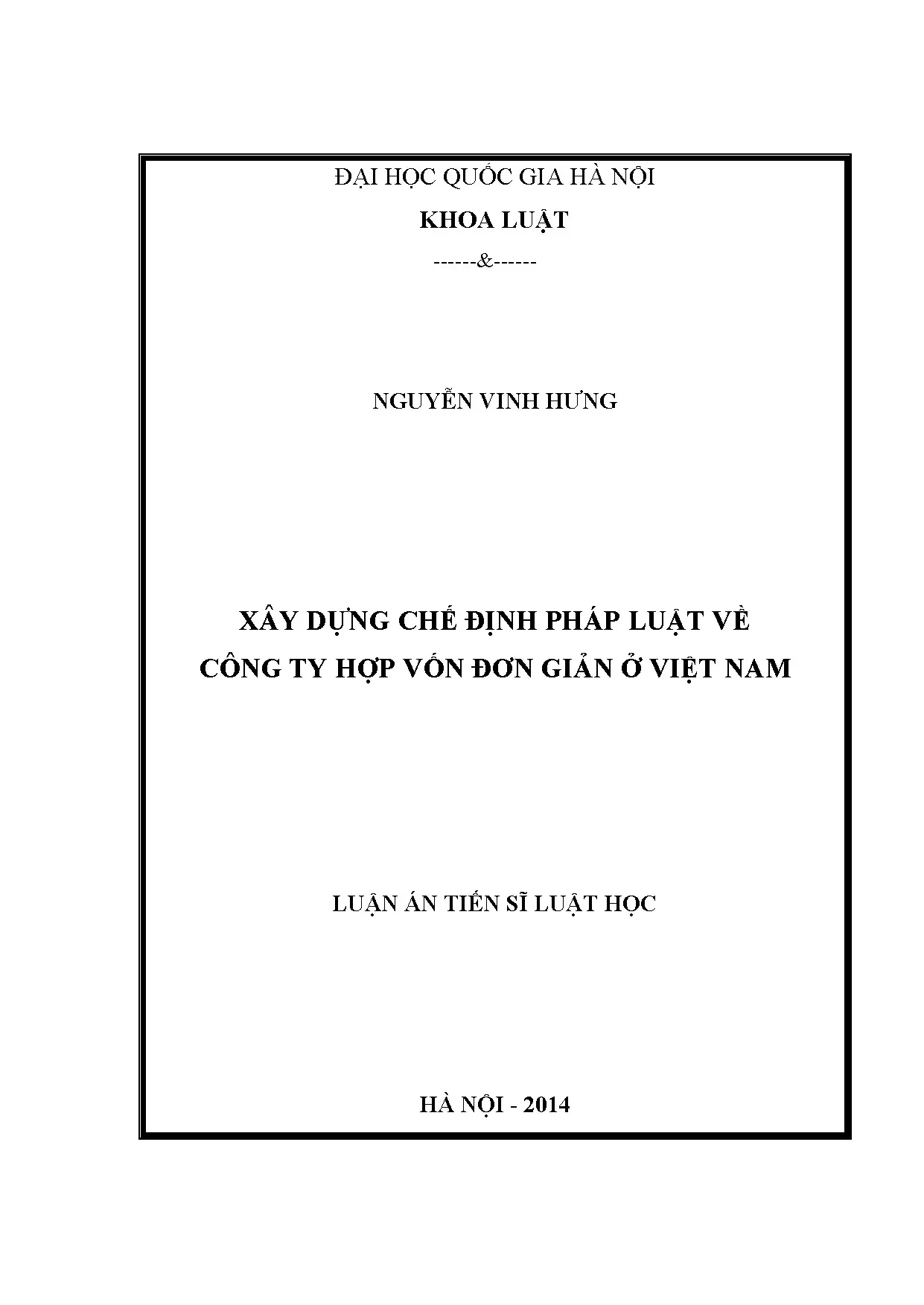 Xây dựng chế định pháp luật công ty hợp vốn đơn giản tại Việt Nam