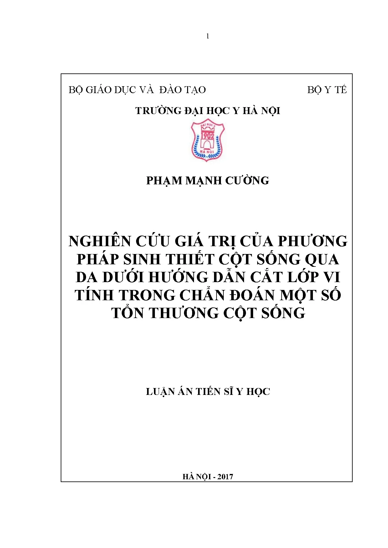 Giá trị sinh thiết cột sống qua da dưới hướng dẫn CT trong chẩn đoán