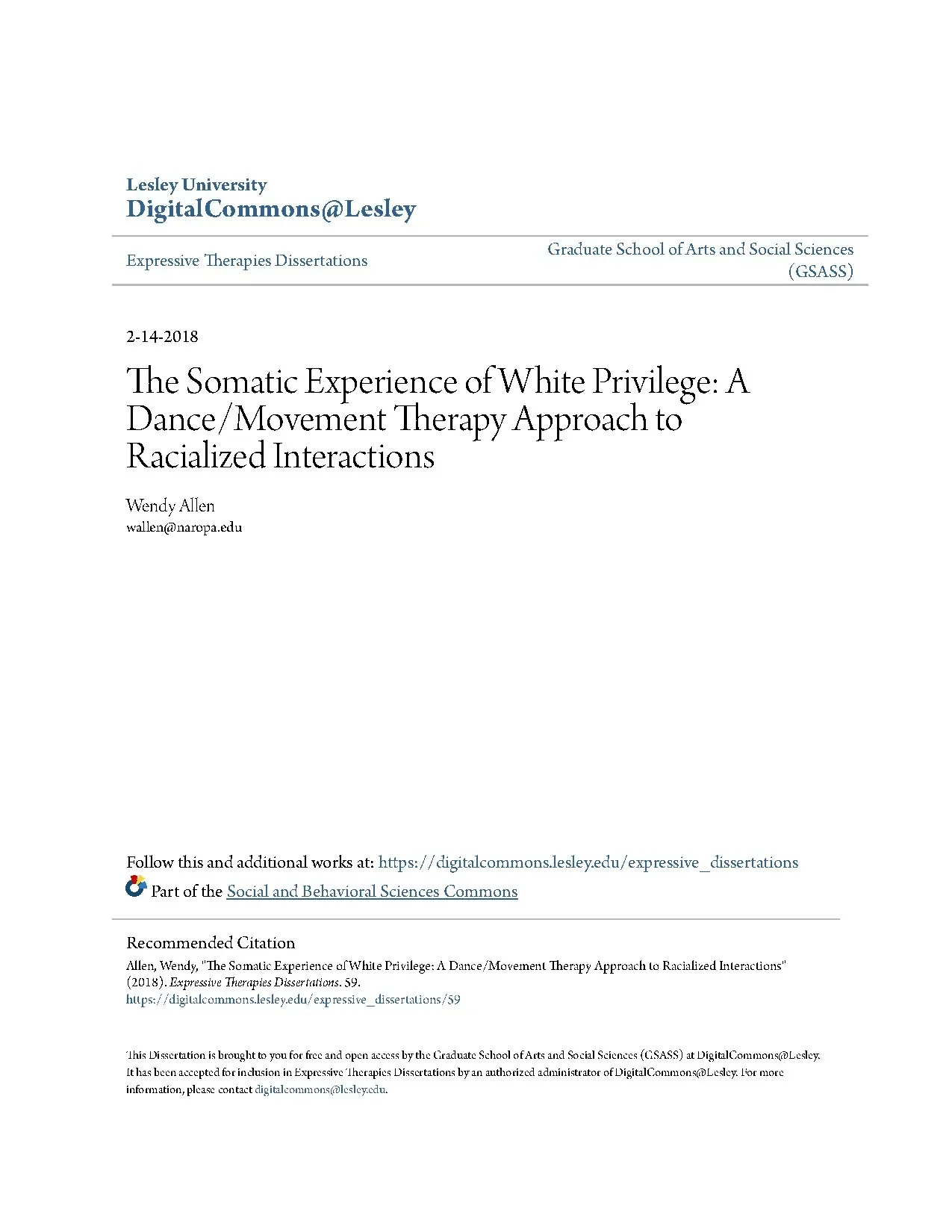 The somatic experience of white privilege a dance movement t