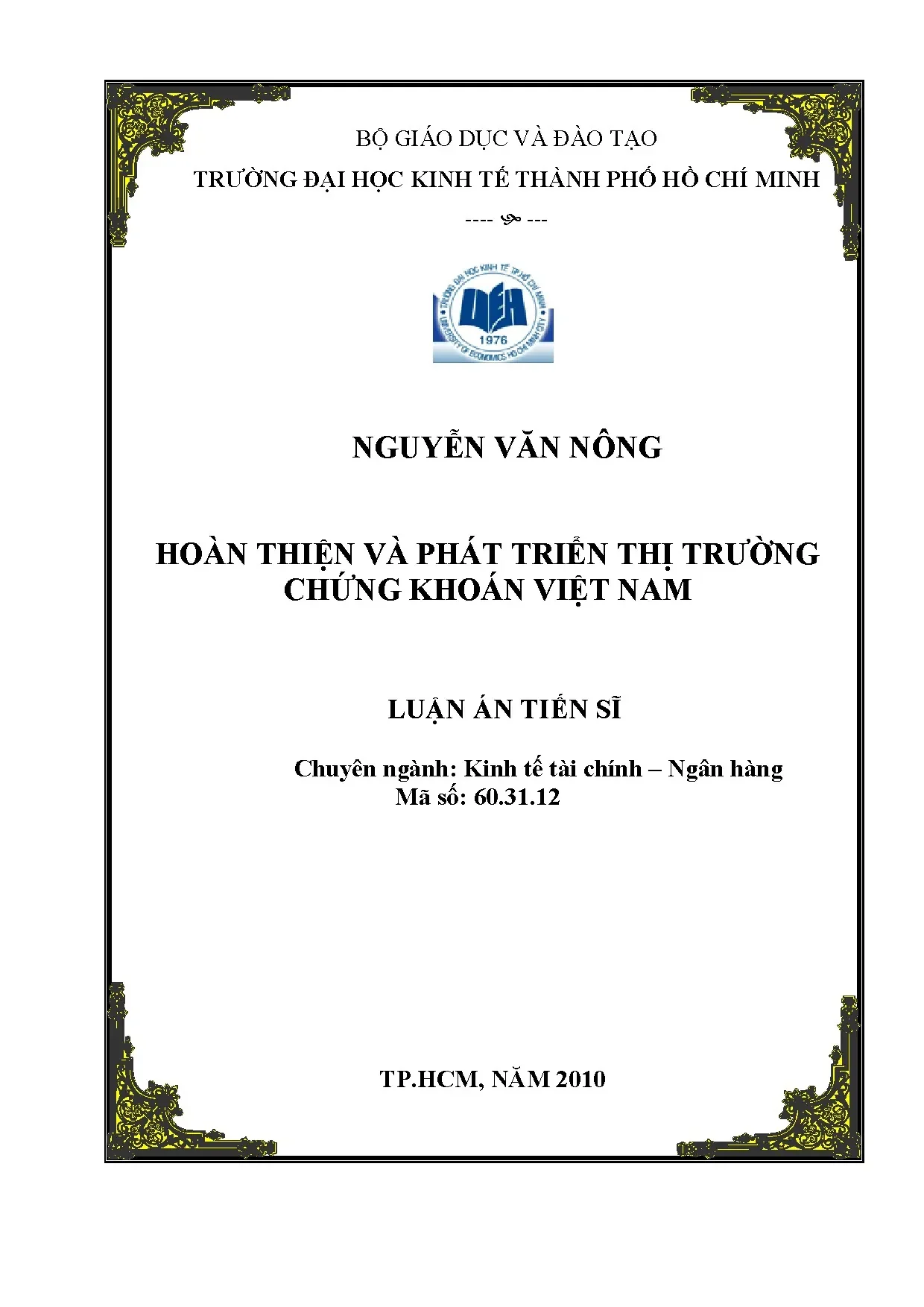 Phát triển Thị trường Chứng khoán Việt Nam - Luận án Tiến sĩ UEH