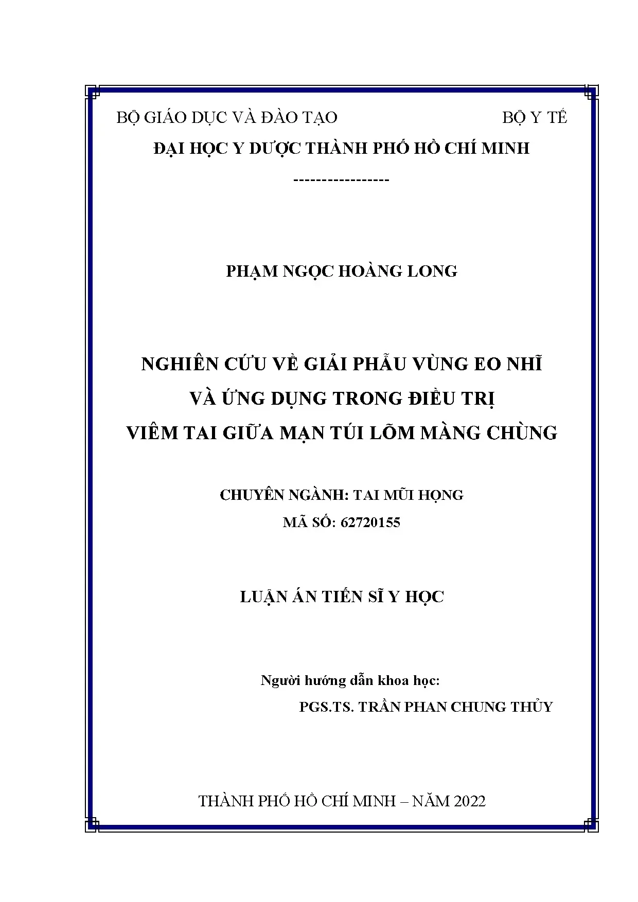 Luận án nghiên cứu giải phẫu eo nhĩ điều trị viêm tai giữa mạn túi lõm