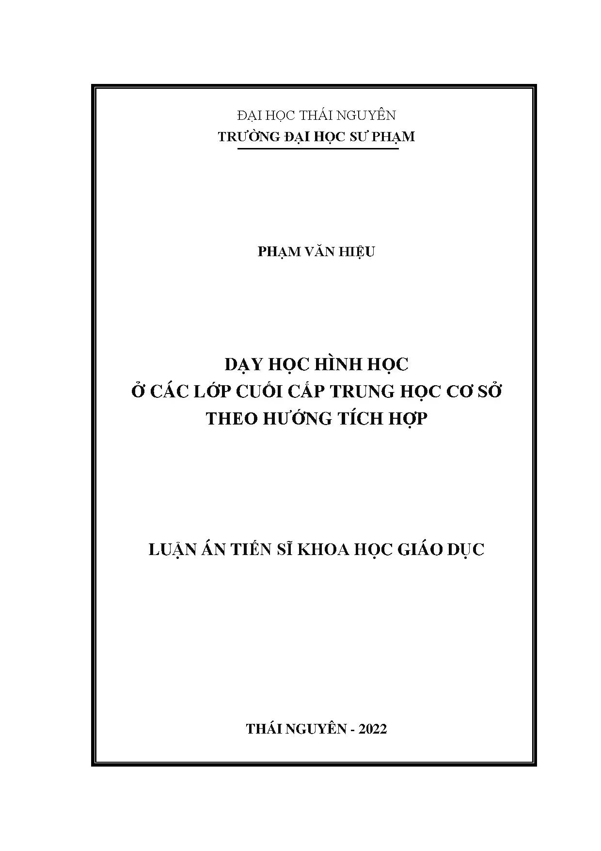 Luận án tiến sĩ dạy học hình học lớp 9 theo hướng tích hợp
