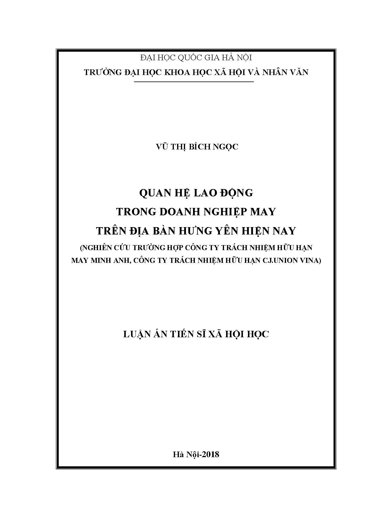 Luận án tiến sĩ quan hệ lao động trong doanh nghiệp may trên