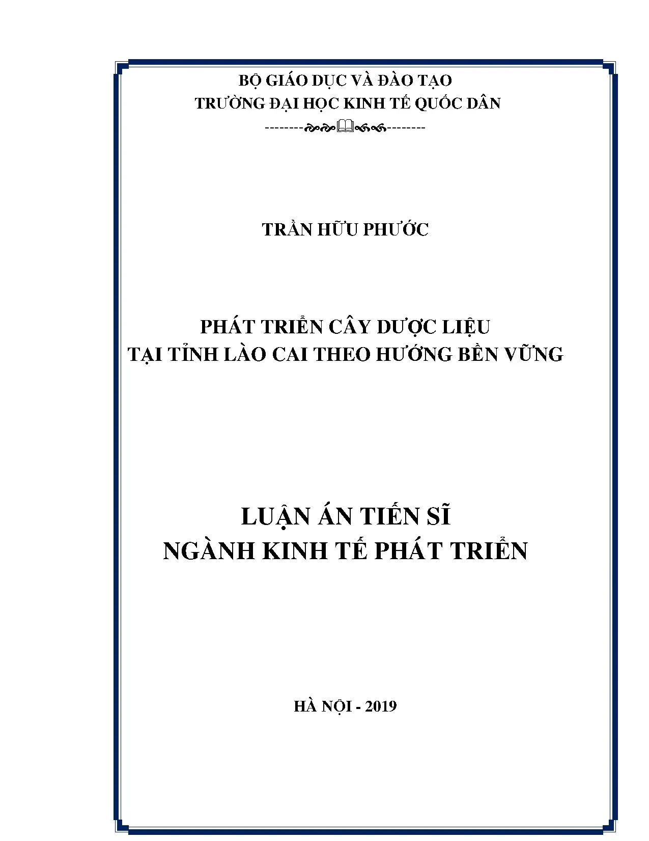 Luận án tiến sĩ phát triển cây dược liệu tại tỉnh lào cai th