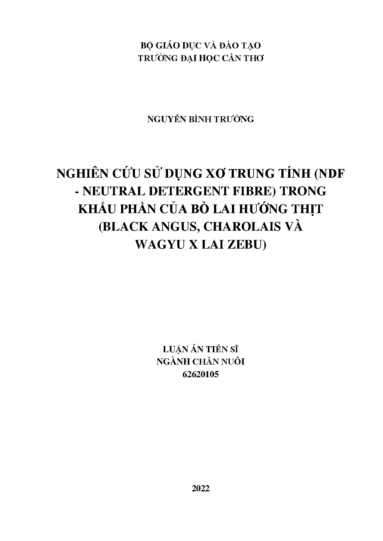 Nghiên cứu sử dụng xơ trung tính ndfneutral detergent fibre