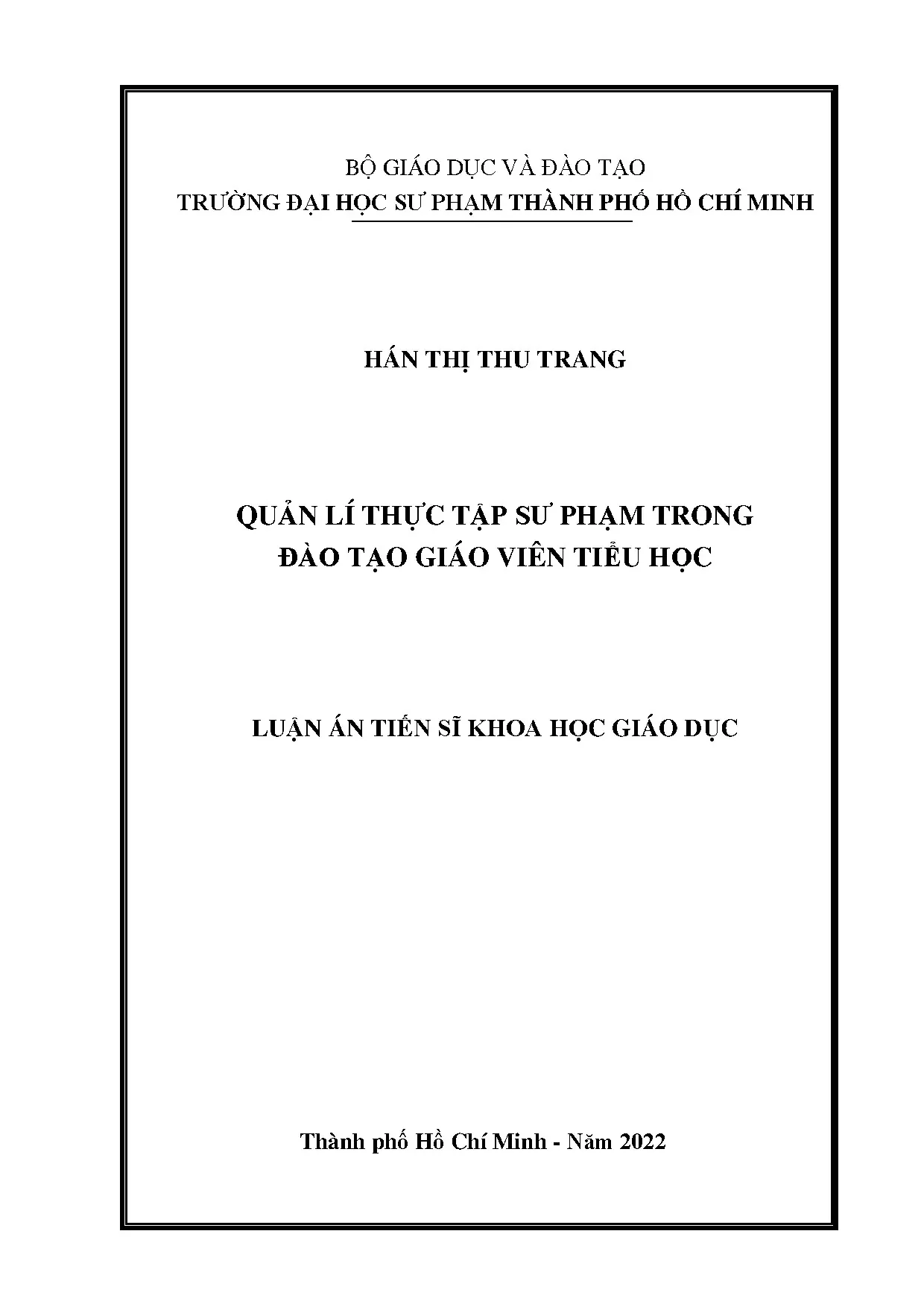 Quản lí thực tập sư phạm trong đào tạo giáo viên tiểu học