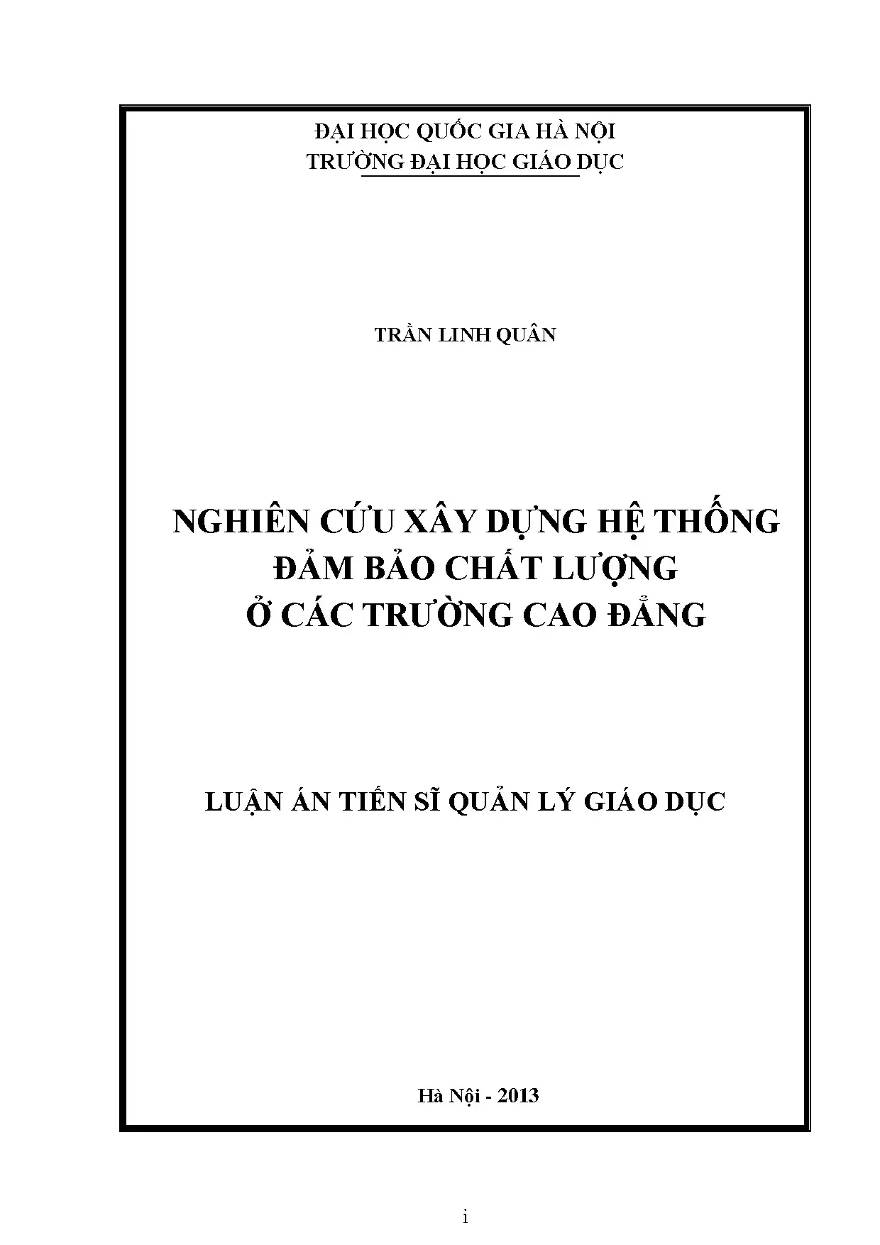 Nghiên cứu xây dựng hệ thống đảm bảo chất lượng ở các trường cao đẳng
