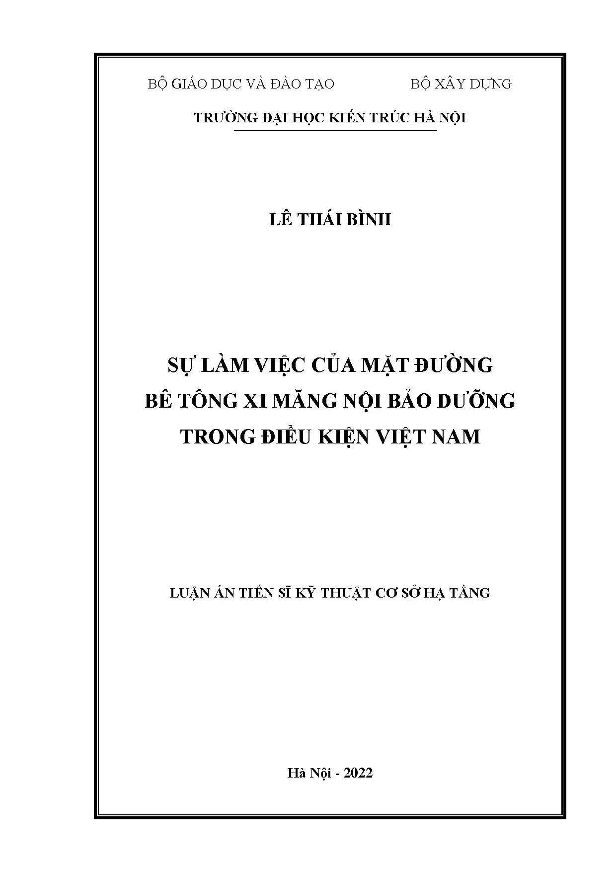 Luận án tiến sĩ sự làm việc của mặt đường bê tông xi măng nộ