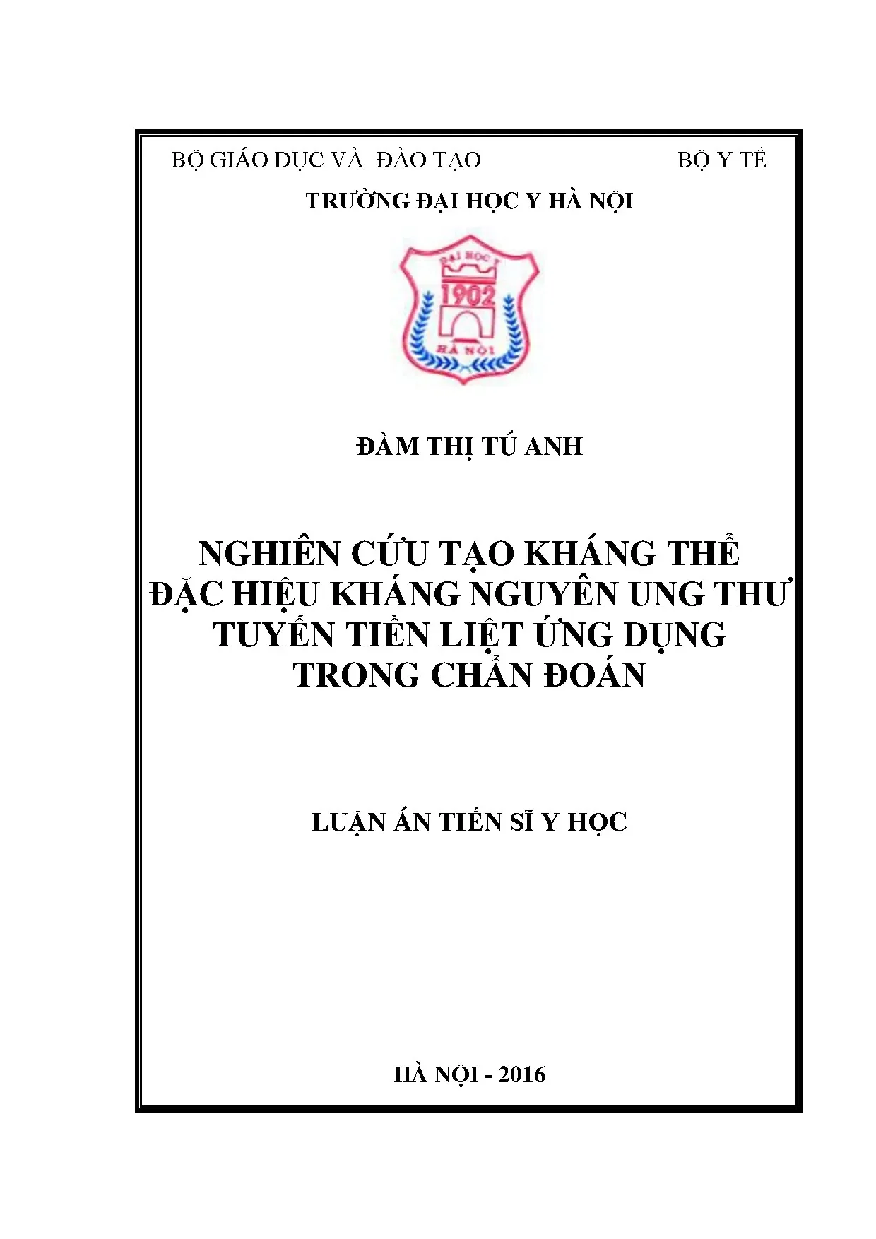 Luận án tiến sĩ nghiên cứu tạo kháng thể đặc hiệu kháng nguy