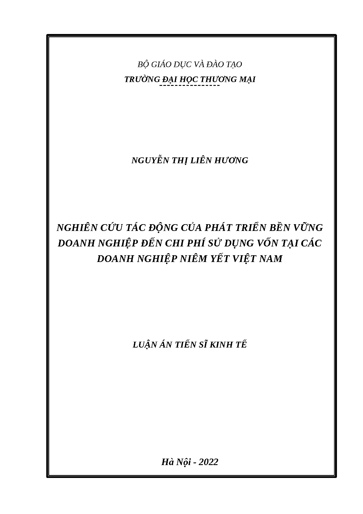 Tác động phát triển bền vững đến chi phí vốn doanh nghiệp niêm yết VN
