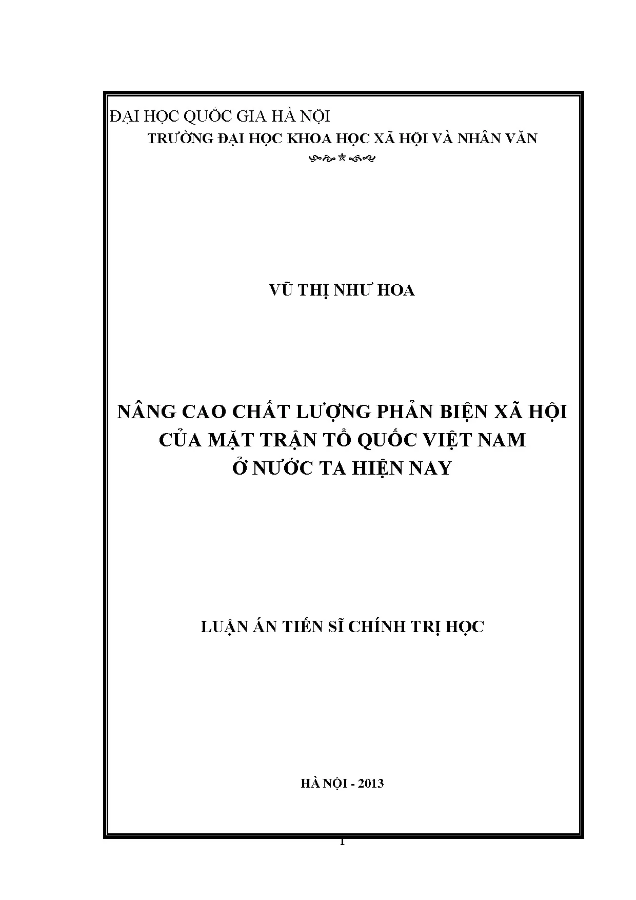 Nâng cao chất lượng phản biện xã hội của Mặt trận Tổ quốc Việt Nam