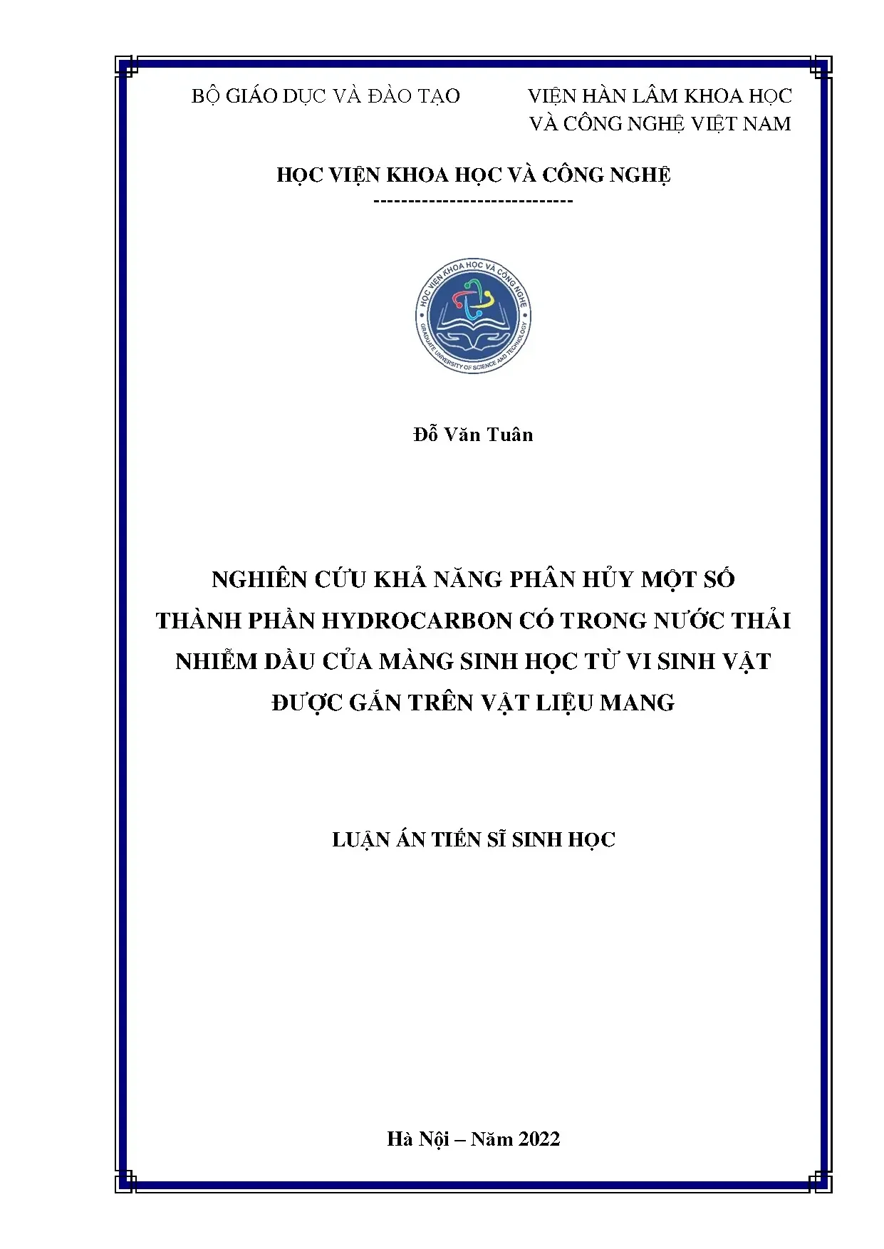 Nghiên cứu phân hủy hydrocarbon trong nước thải nhiễm dầu bằng màng sinh học