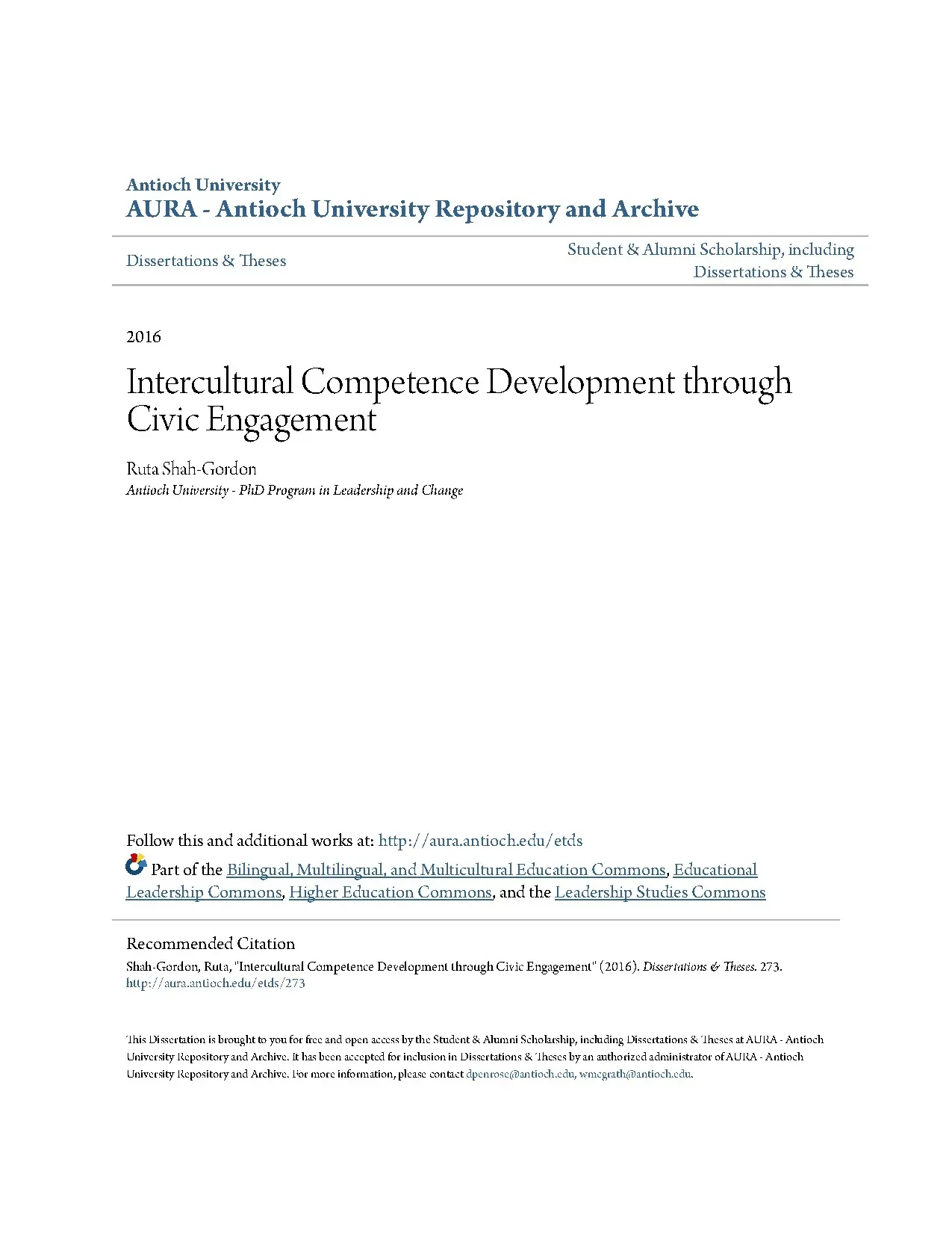 Intercultural competence development through civic engagemen