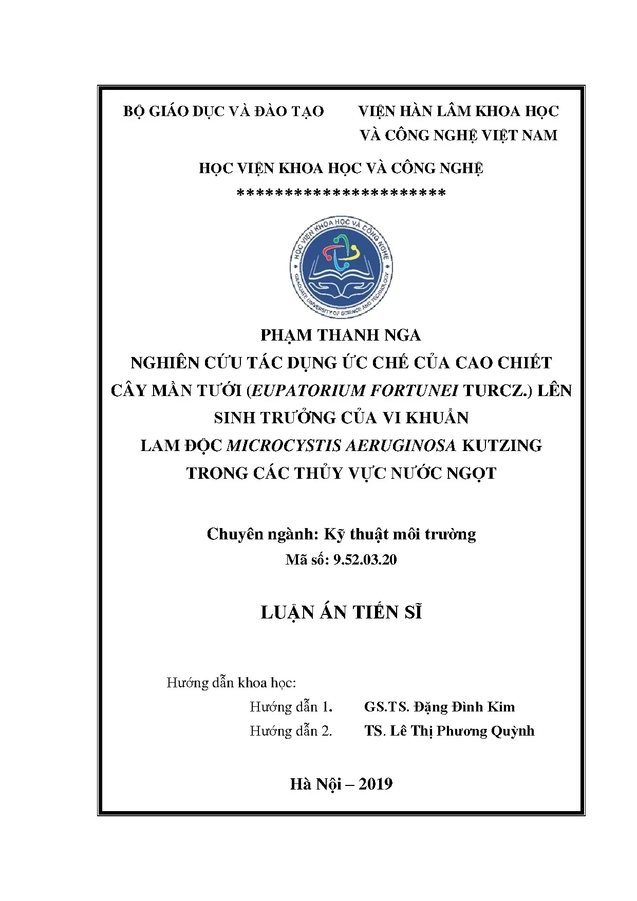 Luận án tiến sĩ nghiên cứu tác dụng ức chế của cao chiết cây