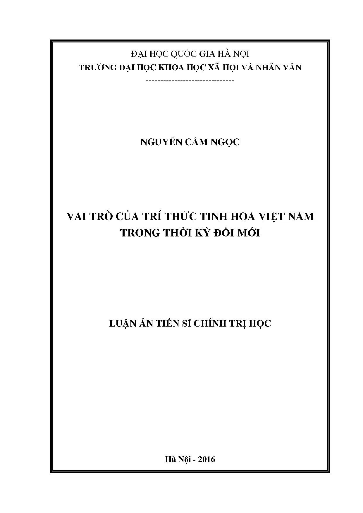 Vai trò trí thức tinh hoa Việt Nam thời kỳ đổi mới
