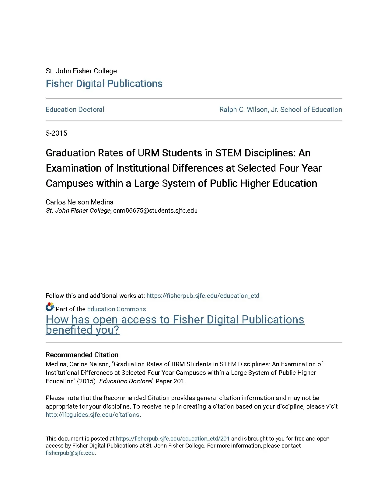 Graduation rates of urm students in stem disciplines an exam