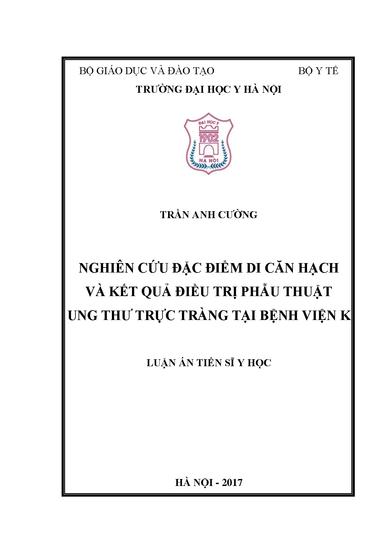 Di căn hạch và phẫu thuật ung thư trực tràng tại Bệnh viện K