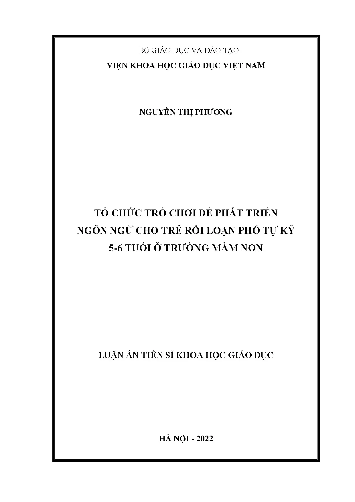 Phát triển ngôn ngữ cho trẻ tự kỷ 5-6 tuổi bằng tổ chức trò chơi