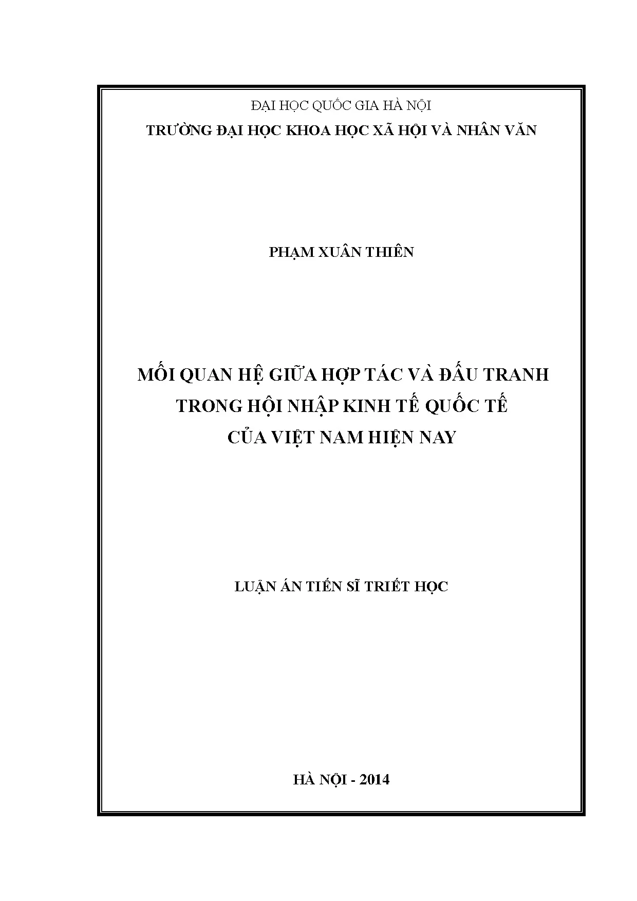 Luận án tiến sĩ mối quan hệ giữa hợp tác và đấu tranh trong