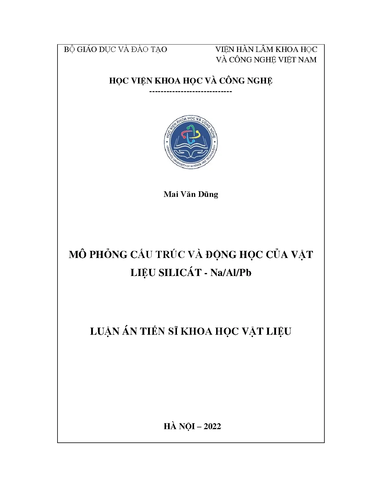 Luận án tiến sĩ mô phỏng cấu trúc và động học của vật liệu s