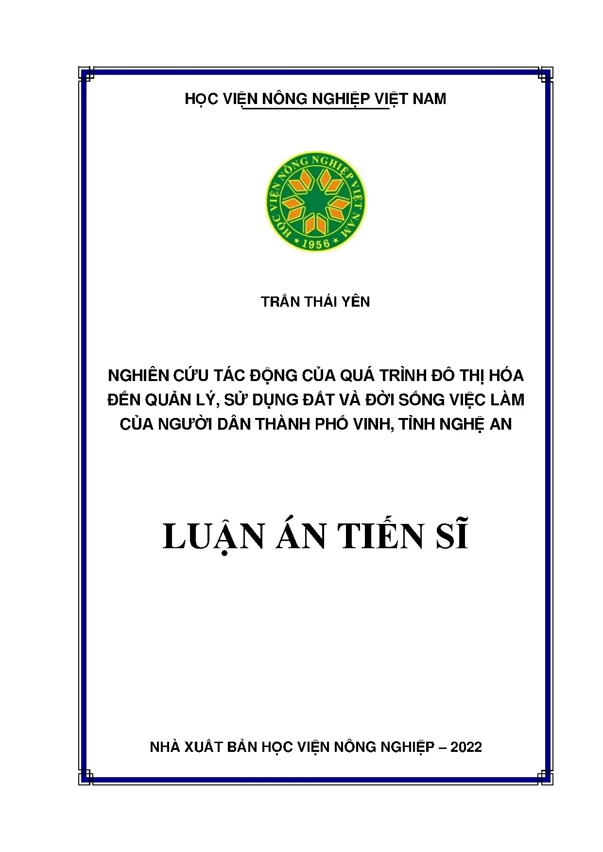 Đô thị hóa và quản lý đất đai tại thành phố Vinh, Nghệ An