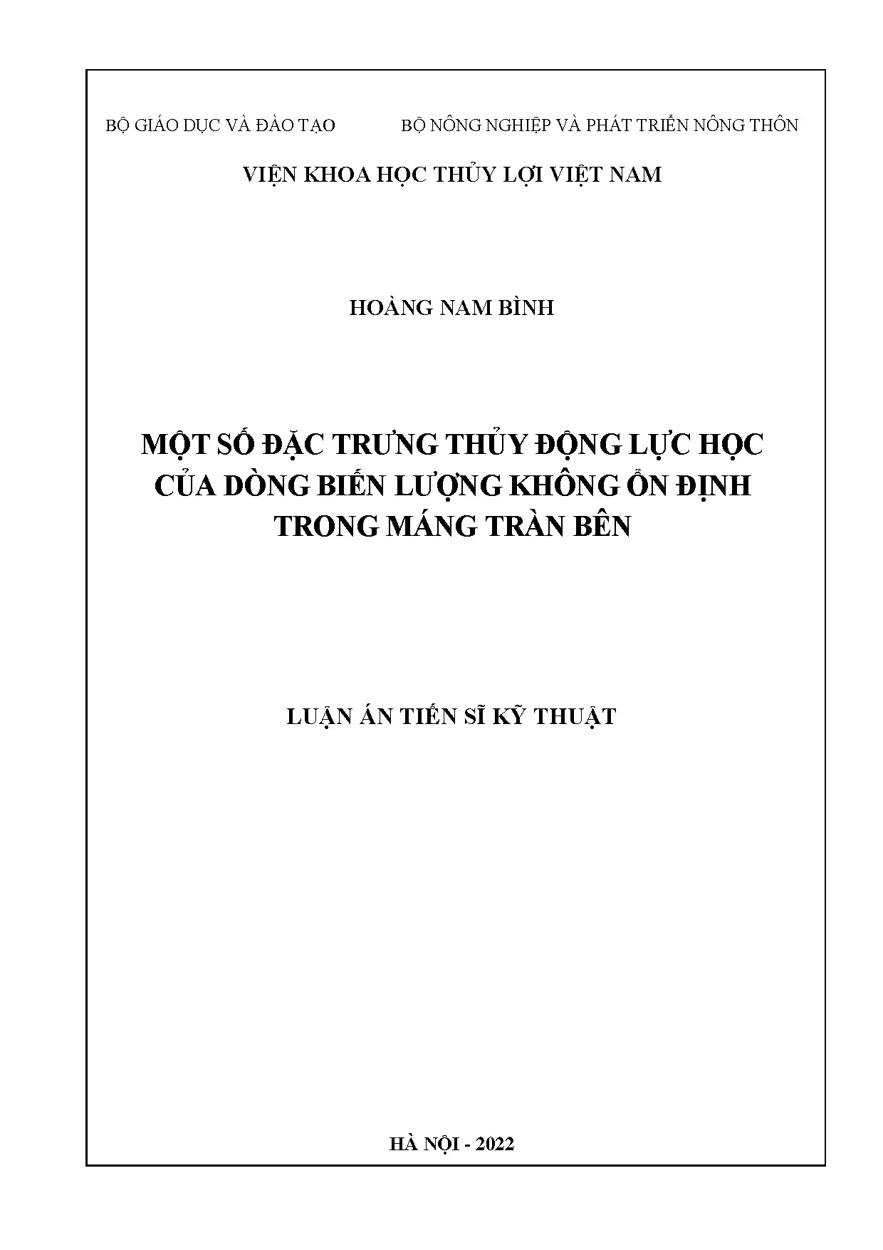 Thủy động lực học dòng biến lượng không ổn định máng tràn bên