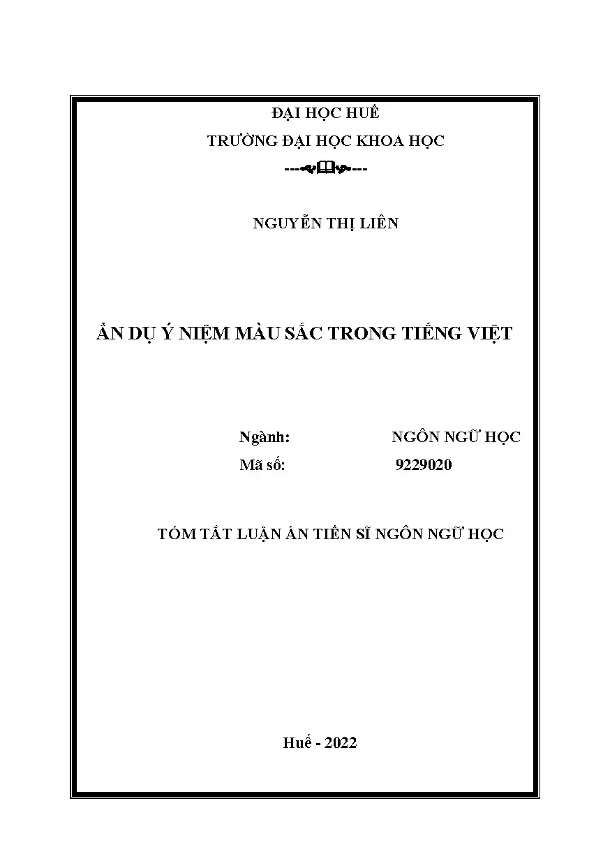 Ẩn dụ ý niệm màu sắc trong tiếng việt ngành ngơn ngữ học tóm